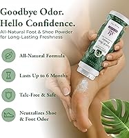 Vista 2 de FOOT SENSE Polvo natural para pies y zapatos, desodorante para pies, sin talco, eliminador de olores, desinfecta y desodoriza, de larga duración