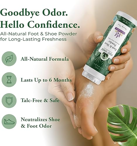Miniatura 2 de FOOT SENSE Polvo natural para pies y zapatos, desodorante para pies, sin talco, eliminador de olores, desinfecta y desodoriza, de larga duración