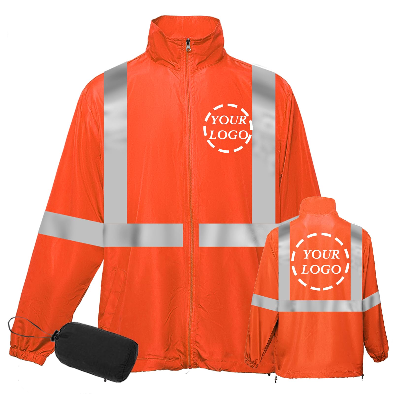 YOWESHOP Hi Vis Reflective Lightweight Thin Windbreaker Jacket Sun Protection Safety Jacket for Construction Worker?Orange5 XXL