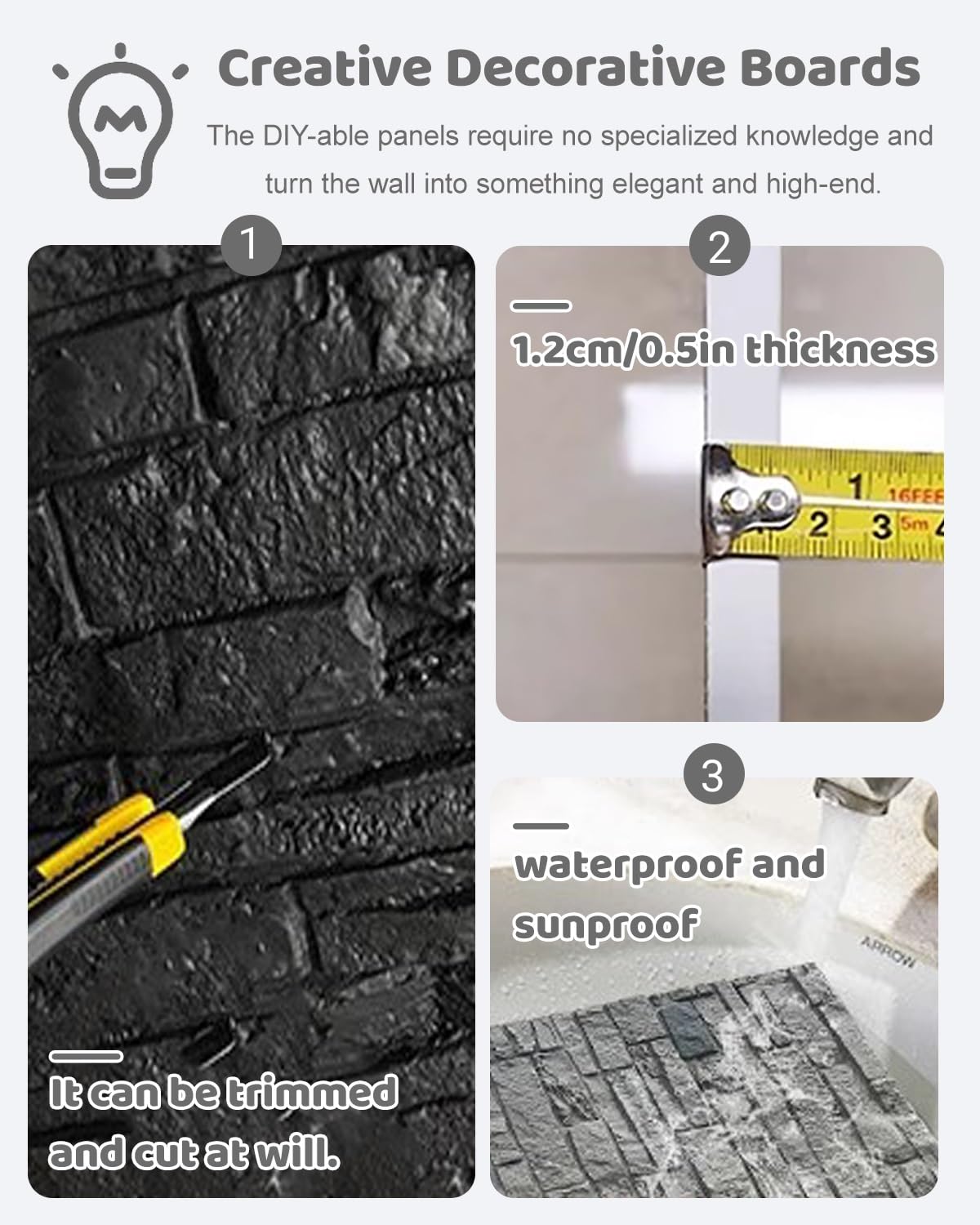 Pannelli Decorativi per Pareti Rivestimento Murale 3D In Finta Pietra per Bagno con Patio, Pannelli Decorativi per Interni Ed Esterni con Texture In Pietra, Pannelli di Rivestimento Murale In Finta Pi
