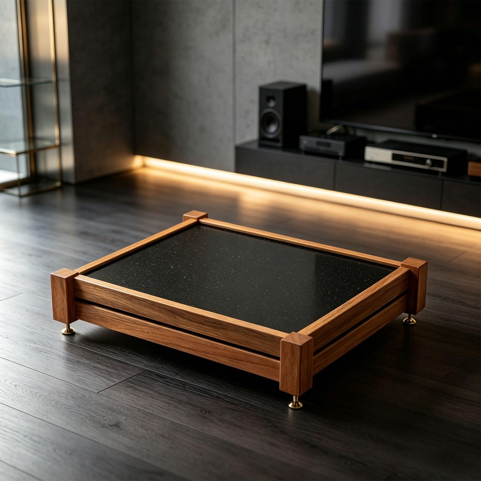 Cherry/Okoumé Wood Audio Rack with Shock-Absorbing Feet for Home Theater