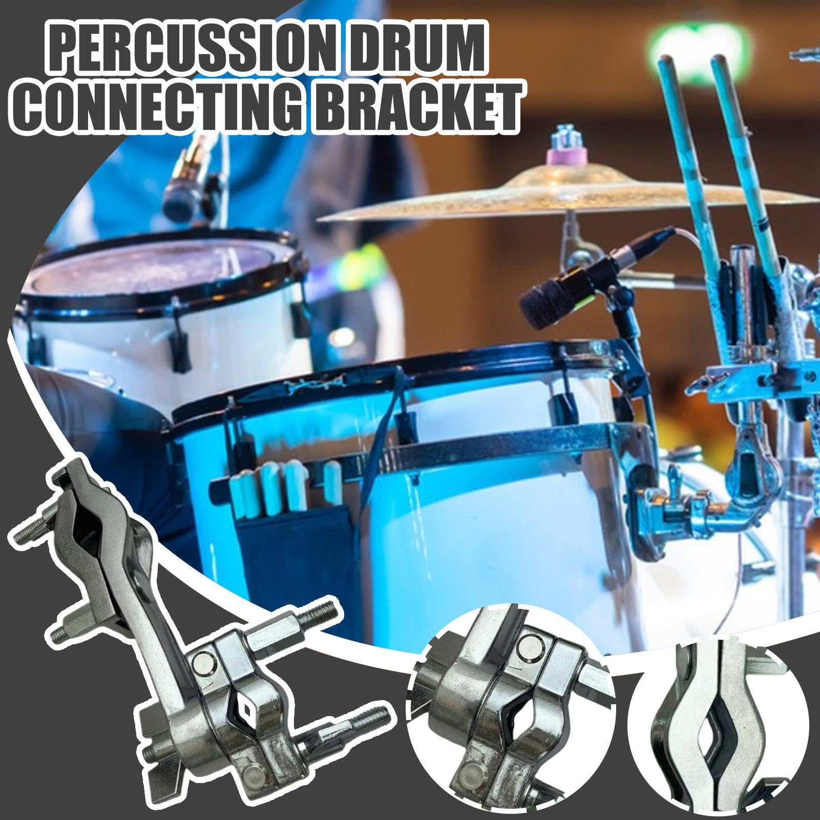 Drum Clamp, Stand Holder, 6.69x4.33x1.38 inches Adjustable Cowbells Compact Percussion Mount Hardware, Stable Easy-Mount Kit Accessory, Clamp for Men, Women, Musicians