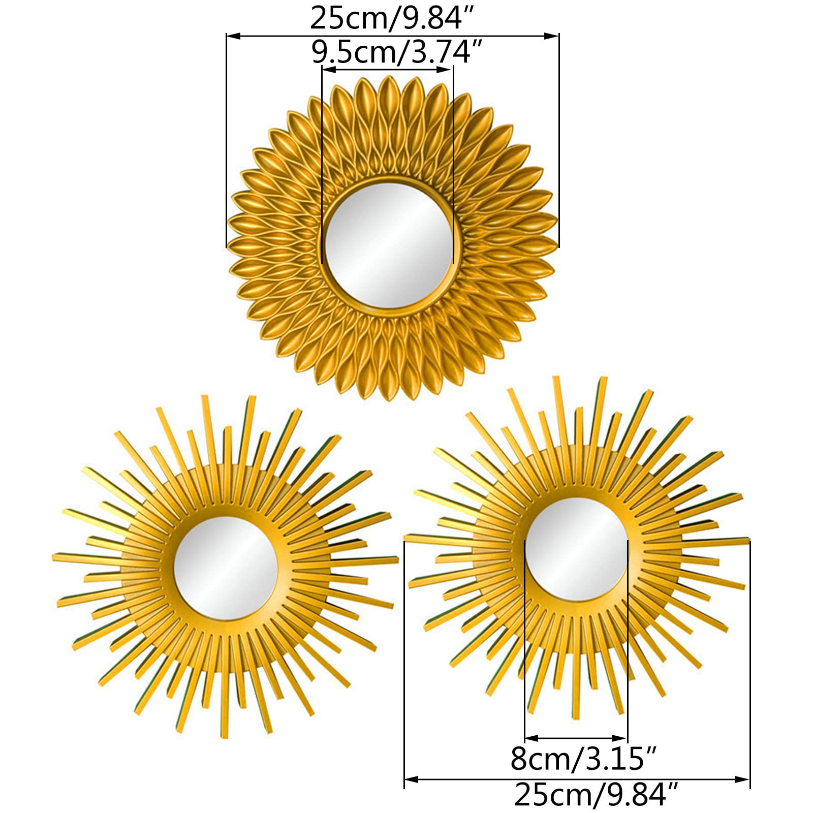 Oro Per Decorazione Della Parete Set Di 3 Appeso Ornamento Forniture Di