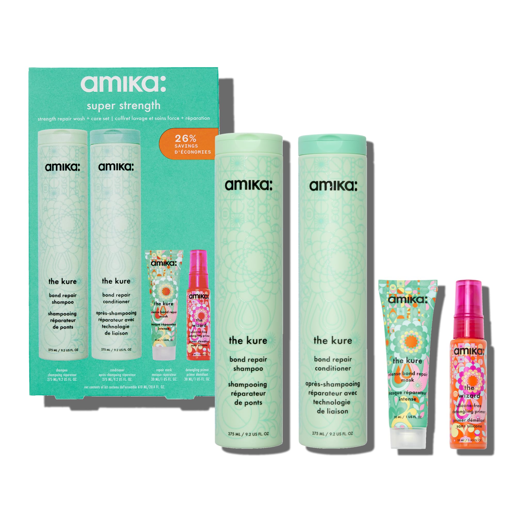 amikasuper strength repair wash + care set