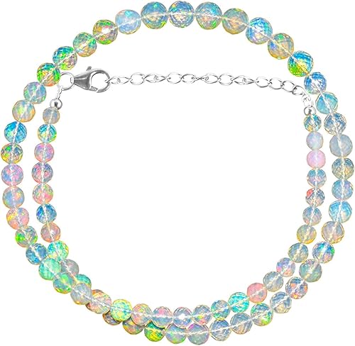 Miniatura 1 de OdrillionGems Natural Emerald Gemstones Necklaces, Plain-Beads, 925 Sterling Silver, Crystals Choker Jewelry, May Birthstones, Adjustable, Gift for