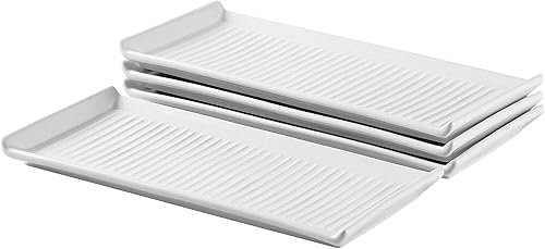 Miniatura 5 de Bruntmor Ceramic Serving Platters (10.5 X 5 Inch Rectangle Plates) Serving Dishes for Entertainment, Food Appetizers, Deserts, Starter, Sushi Set of