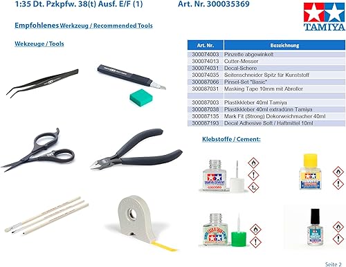 Miniatura 9 de Tamiya 35369 1/35 Tanque alemán Lt Panzerkampfwagen 38t Ausf E/F