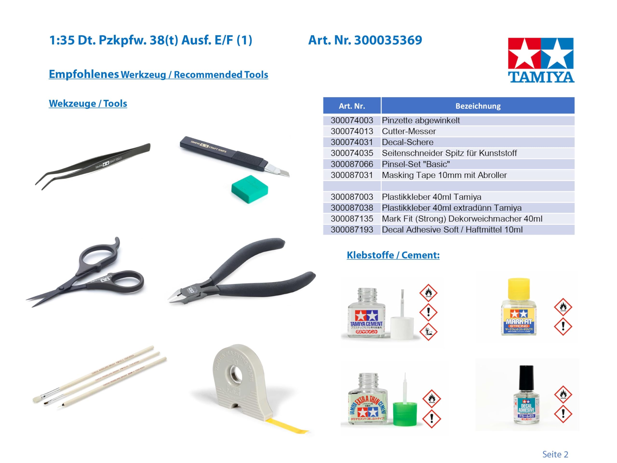 Tamiya 35369 1:35 Dt. Pzkpfw. 38(t) AUSF. E/F (1), Modellbausatz,Plastikbausatz, Bausatz zum Zusammenbauen, detaillierte Nachbildung, Unlackiert