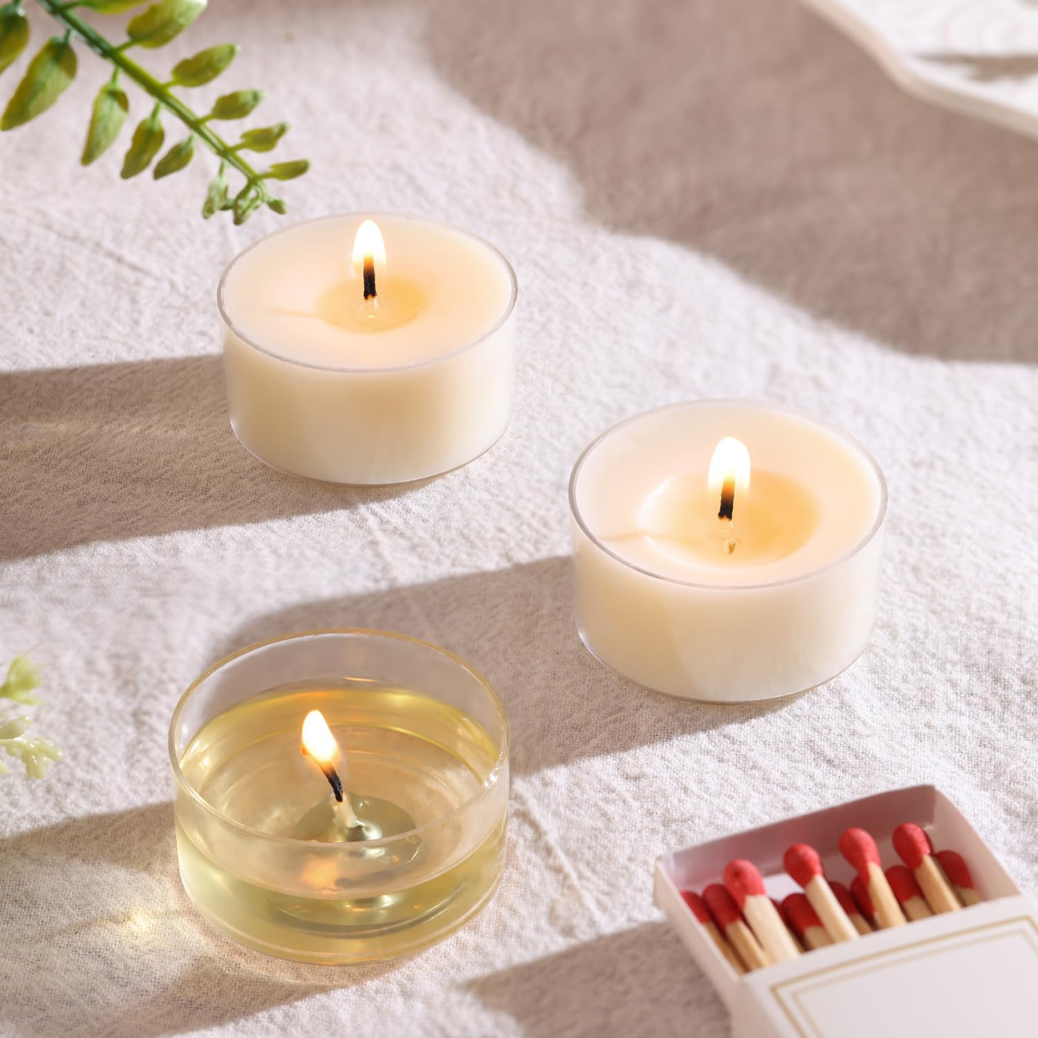 Velas de té perfumadas, Vanilla Embrace, paquete de 48 velas de té 100% cera de palma, color marfil, 6 horas de combustión, velas de té de aromaterapia de vainilla para relajación, hogar, spa, eventos