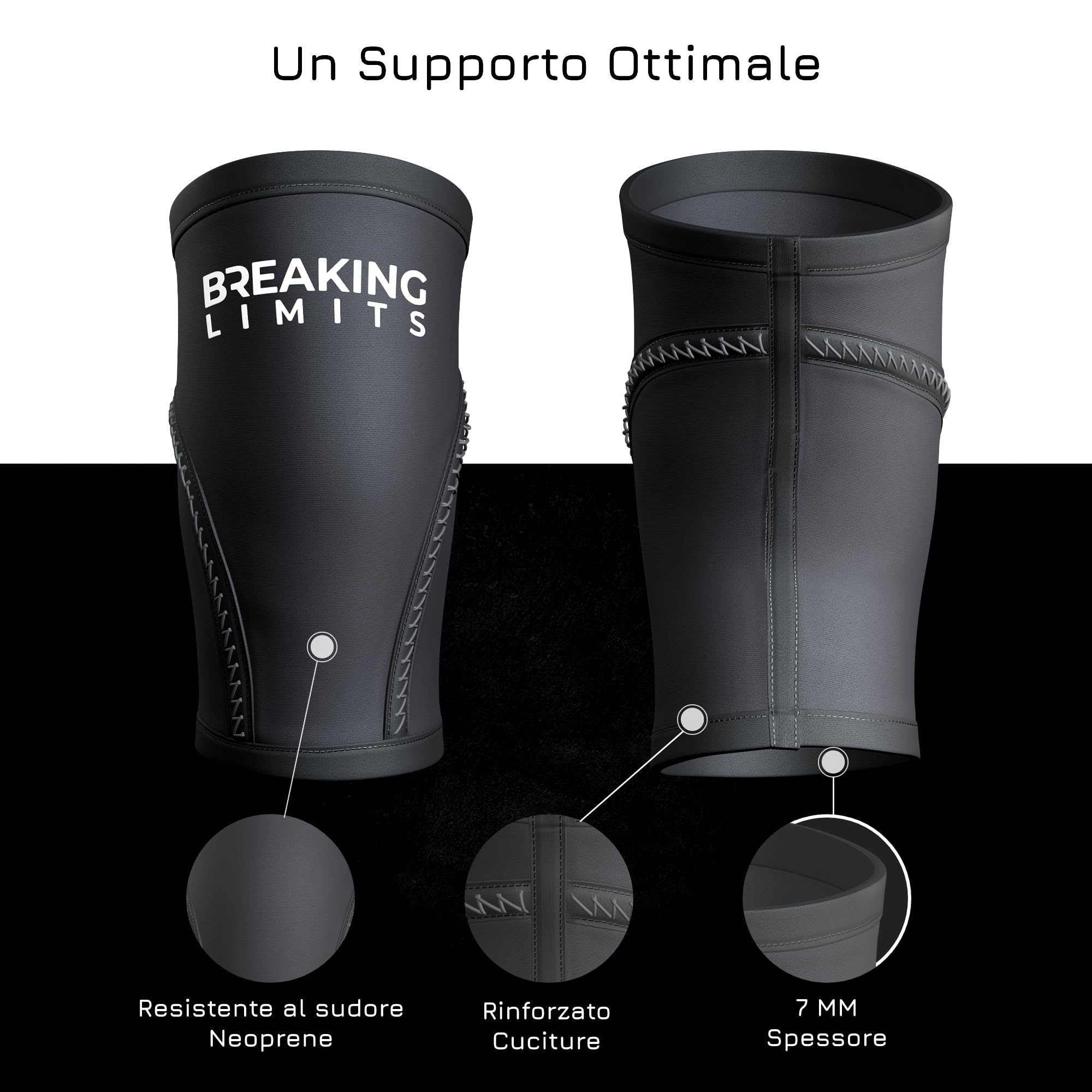 Ginocchiera Powerlifting Neoprene 7 mm M - Ginocchiere Palestra a Compressione per Allenamento Pesi Crossfit Squat