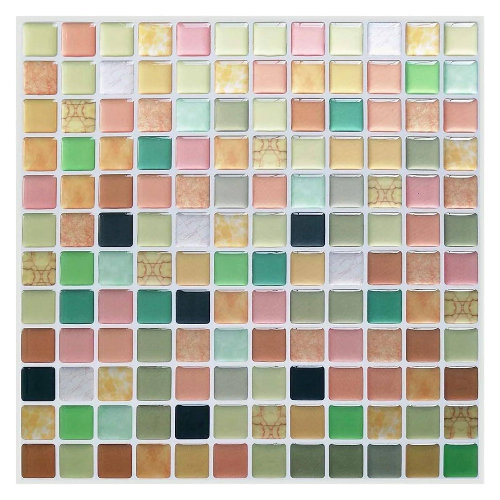 Mosaic Marble Effect Tile Stickers, Mosaic Tile Stickers 1pc DIYRemovable PeelAndStick Backsplash Self-AdhesiveWaterproofSheet(Color 6)