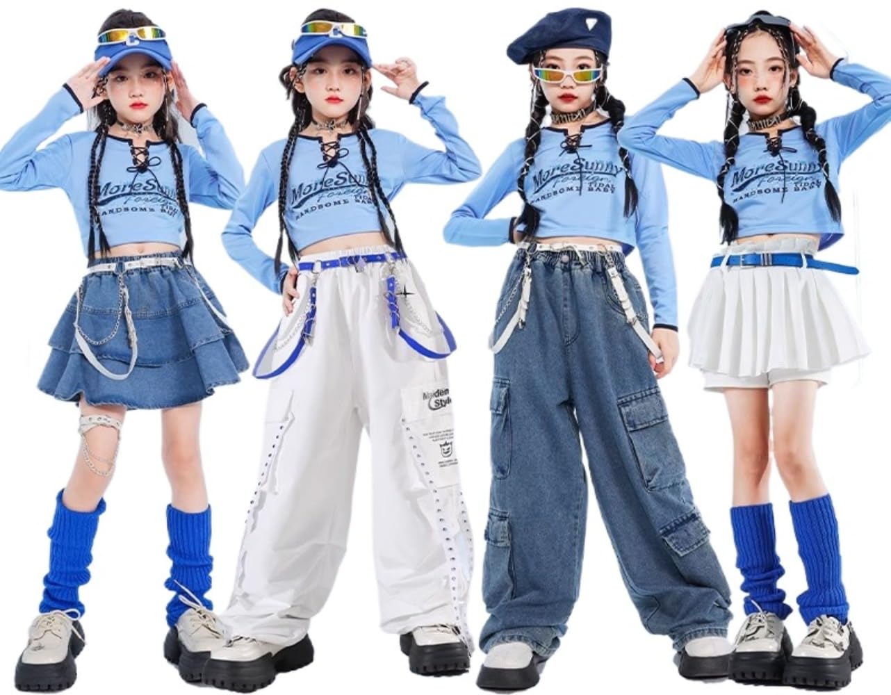Amazon.co.jp: [Patypeety] 水色 ダンス衣装 キッズダンス ヒップ