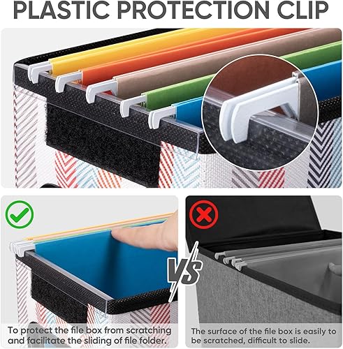 Miniatura 132 de BALEINE - Caja organizadora de archivos con tapa, organizador de carpetas plegable con riel de plástico, caja para carpetas colgantes para Gris