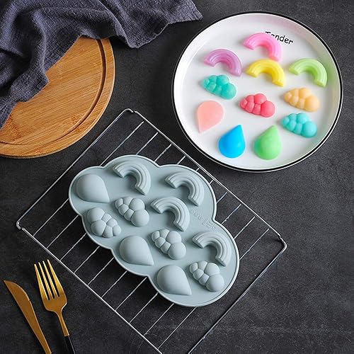 Miniatura 7 de Molde de silicona 3D con forma de gota de lluvia de arcoíris, paquete de 2 moldes para fondant, herramientas de decoración de tartas, chocolate,