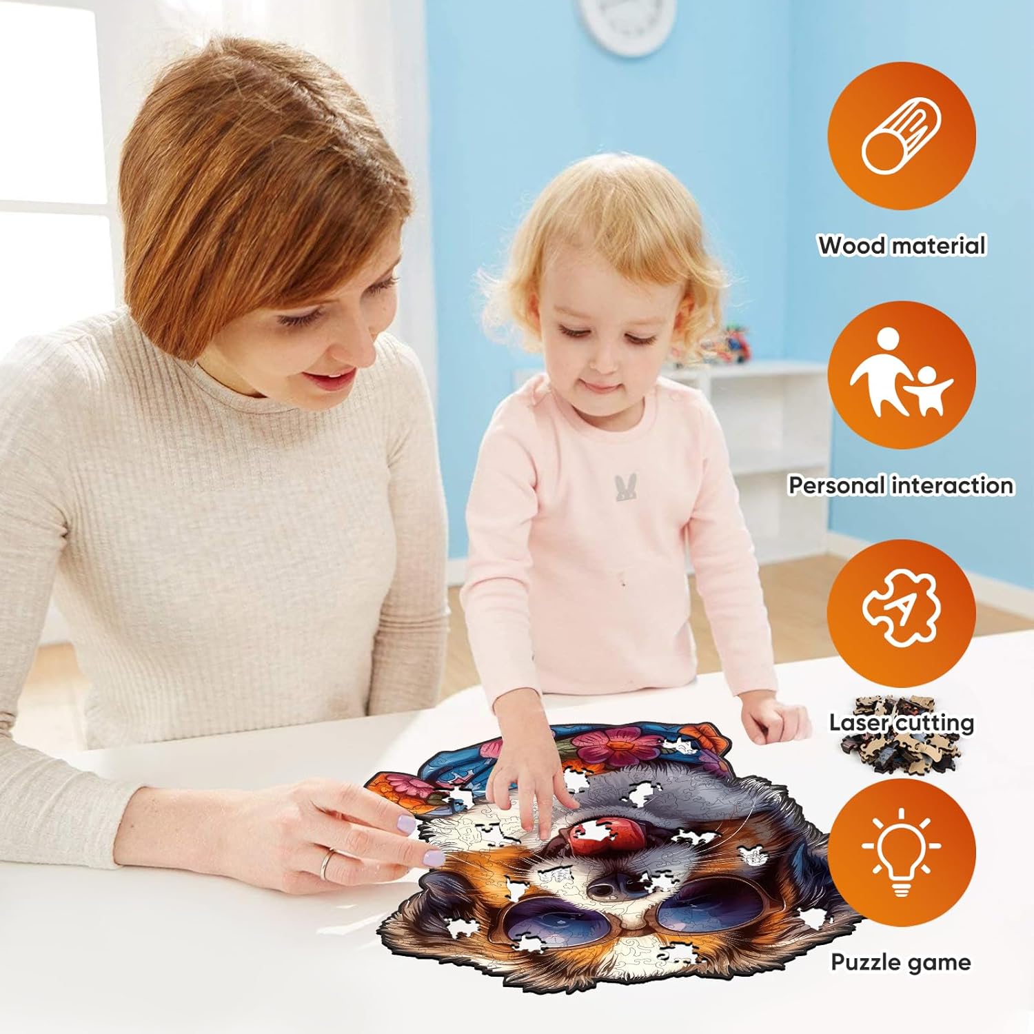 MYS A·U·R Dog Puzzles for Adults 500 Piece, Cool Collie Wooden Puzzles, Cute Puppy Animal Jigsaw Puzzle Creative Birthday Gifts for Kids, Family Game 16.7 * 16.9in