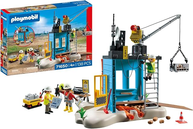PLAYMOBIL Action Heroes Promo Pack 71650 Cantiere, con tre personaggi, gru mobile e tanti accessori inclusi, giocattolo per bambini dai 4 anni in su