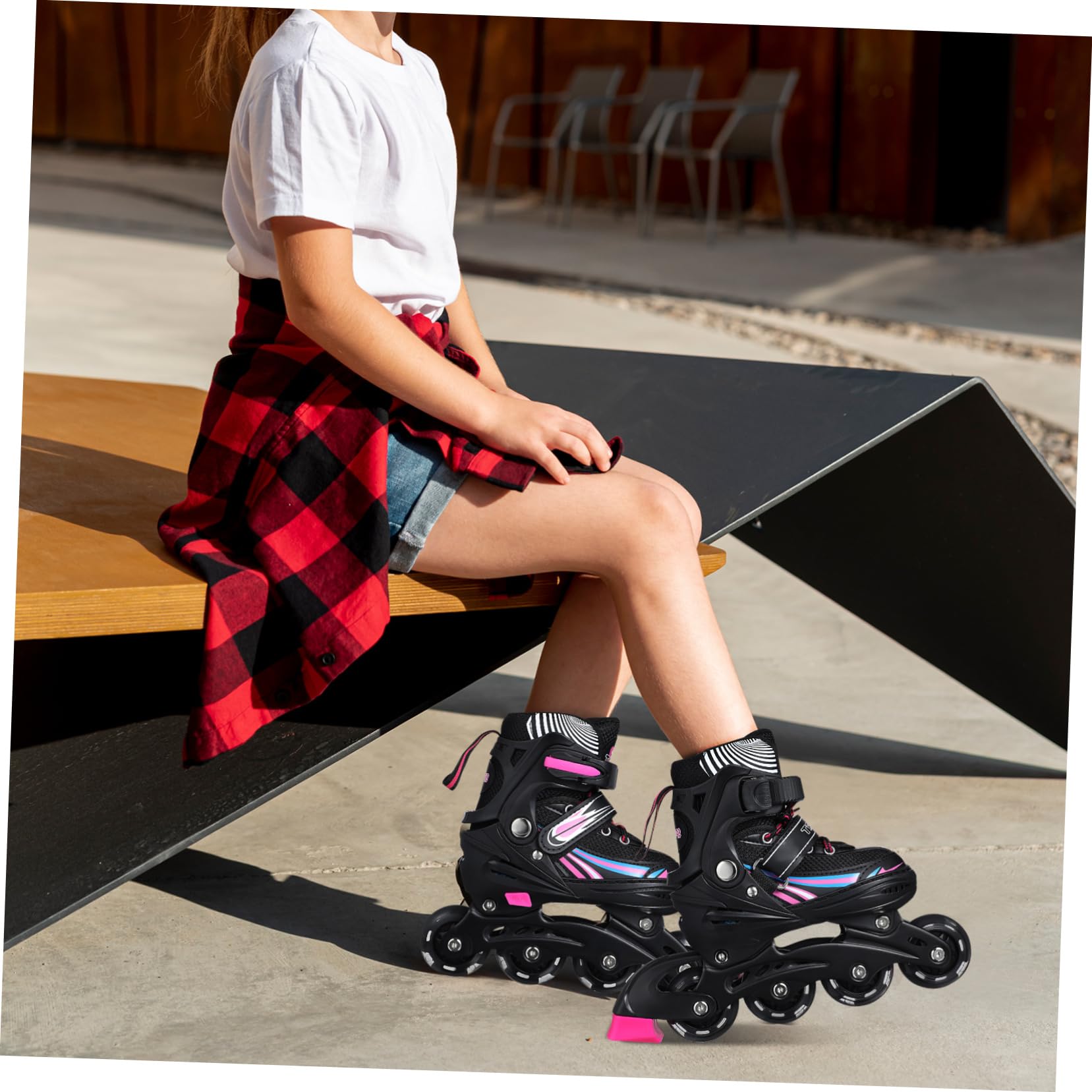 WHAMVOX Comfort Fit Inline Skates Adjustable Size Hockey Skates Stylish Adult Skates Versatile for Levels