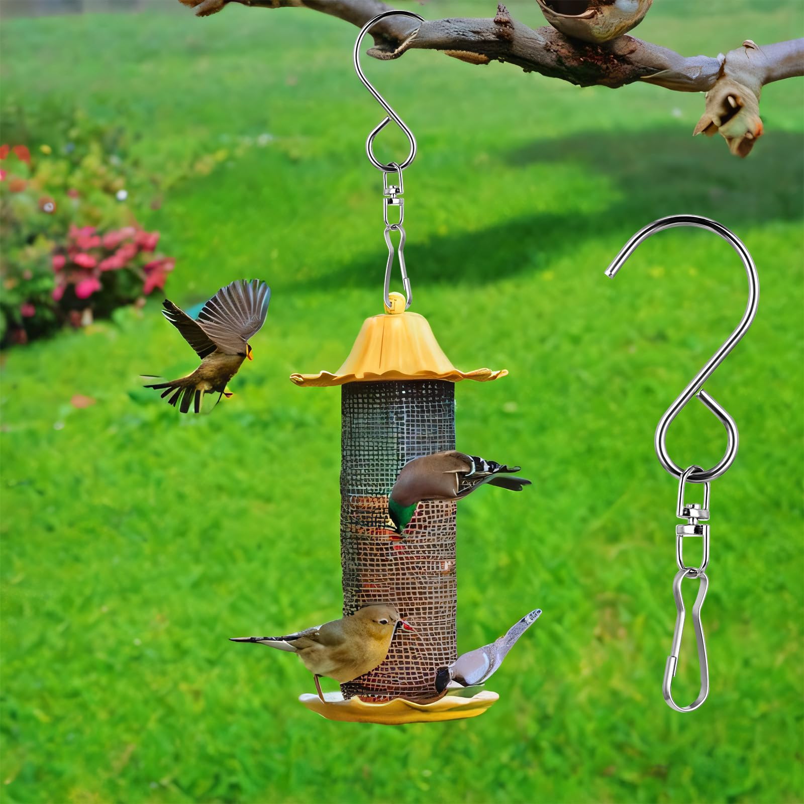 20 Ganci Girevoli Per Girandole E Campanelli A Vento | Acciaio Inox | Doppi E A Spirale | Fino A 2,3 Kg | Per Giardino E Decorazioni
