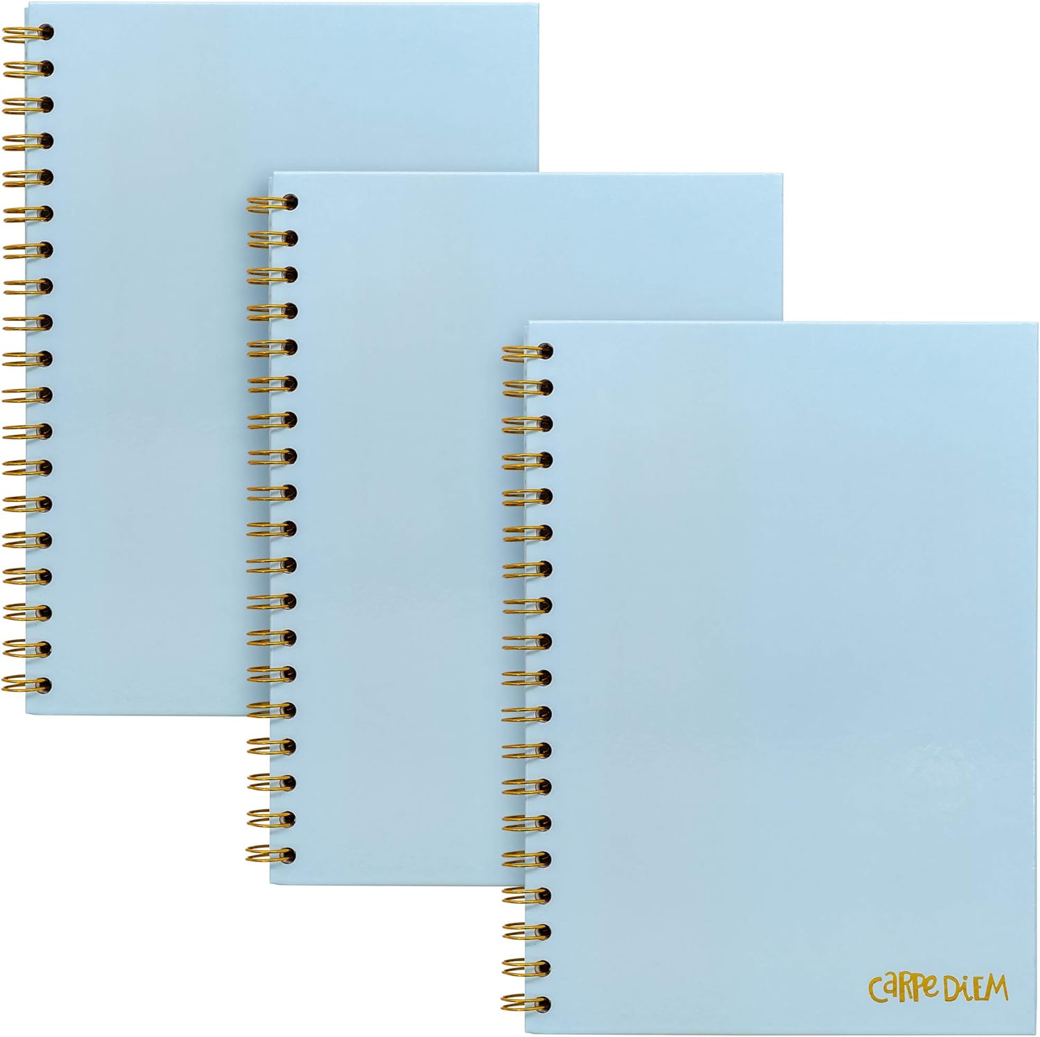 Pukka Pad Carpe Diem B5 Notebooks – Pack of 3 Double Spiral Bound Hard Cover Journals with 160 Pages, 80 Sheets of Lined Paper for Everyday School, Office, and Personal Notes, Sky Blue