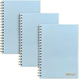 Pukka Pad Carpe Diem B5 Notebooks – Pack of 3 Double Spiral Bound Hard Cover Journals with 160 Pages, 80 Sheets of Lined Paper for Everyday School, Office, and Personal Notes, Sky Blue