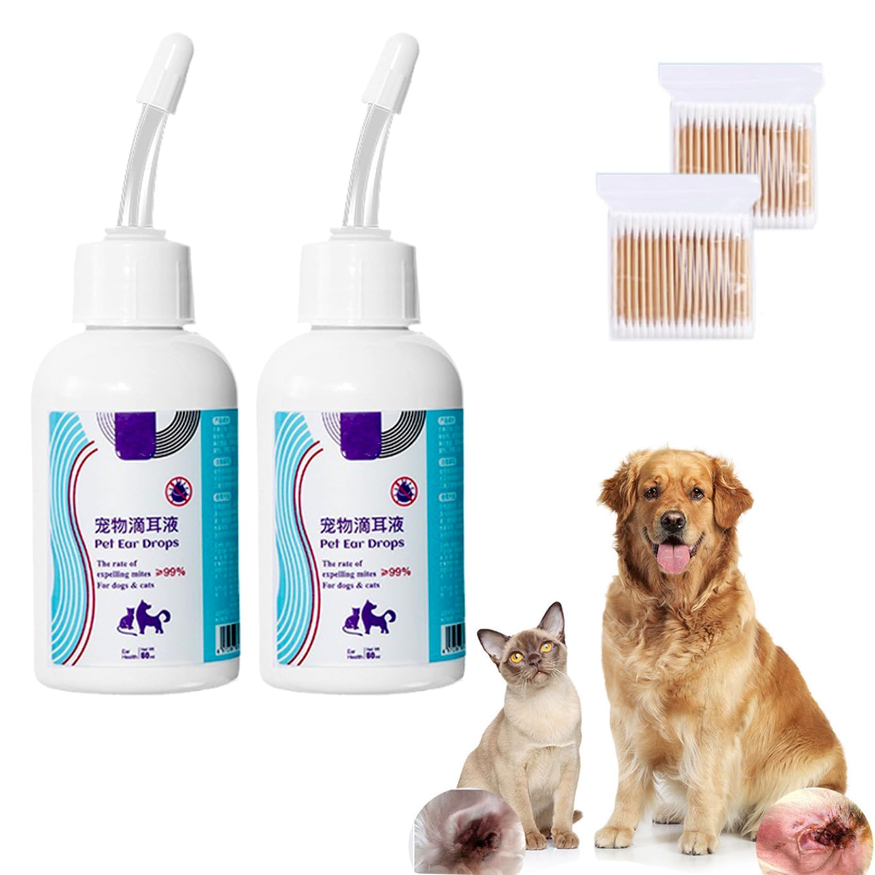 Amazon | 猫犬耳ダニ駆除クリーナー 120ML/本 ネコ用耳クリーナー 犬