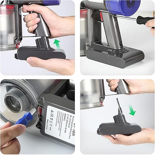 Miniatura 5 de V8 - Batería compatible con aspiradora Dys0n (solo batería), 2200 mAh, batería de litio de 21.6 V convertida, máximo 34 minutos, para reemplazar la