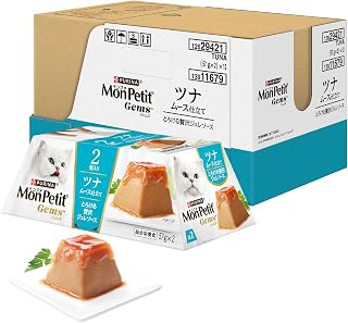 モンプチ ジェムズ ツナ ムース仕立て とろける贅沢ジュレソース 57ｇｘ2食ｘ12個(1ケース) キャットフード ウェット | 総合栄養食 水分補給 猫 パウチ ウェットフード ご飯 フード