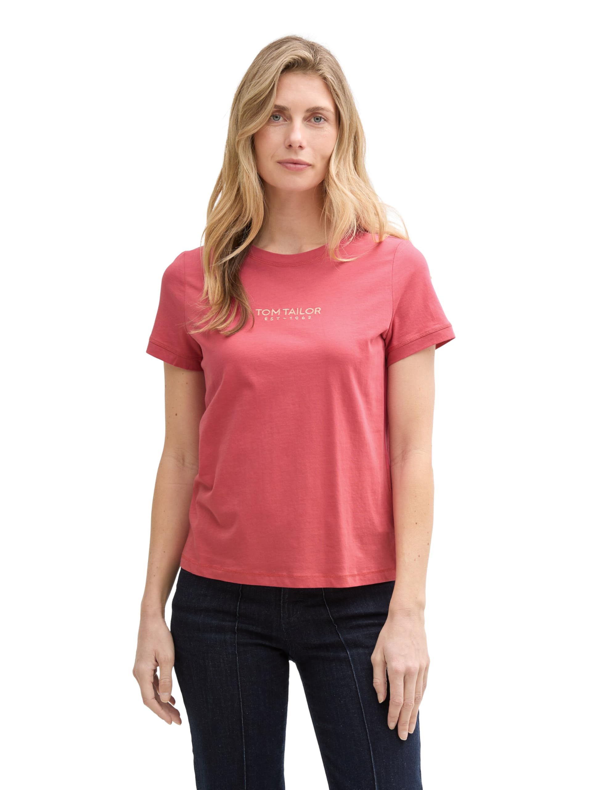 Tom Tailor Damen T-Shirt mit Logo-Stickerei