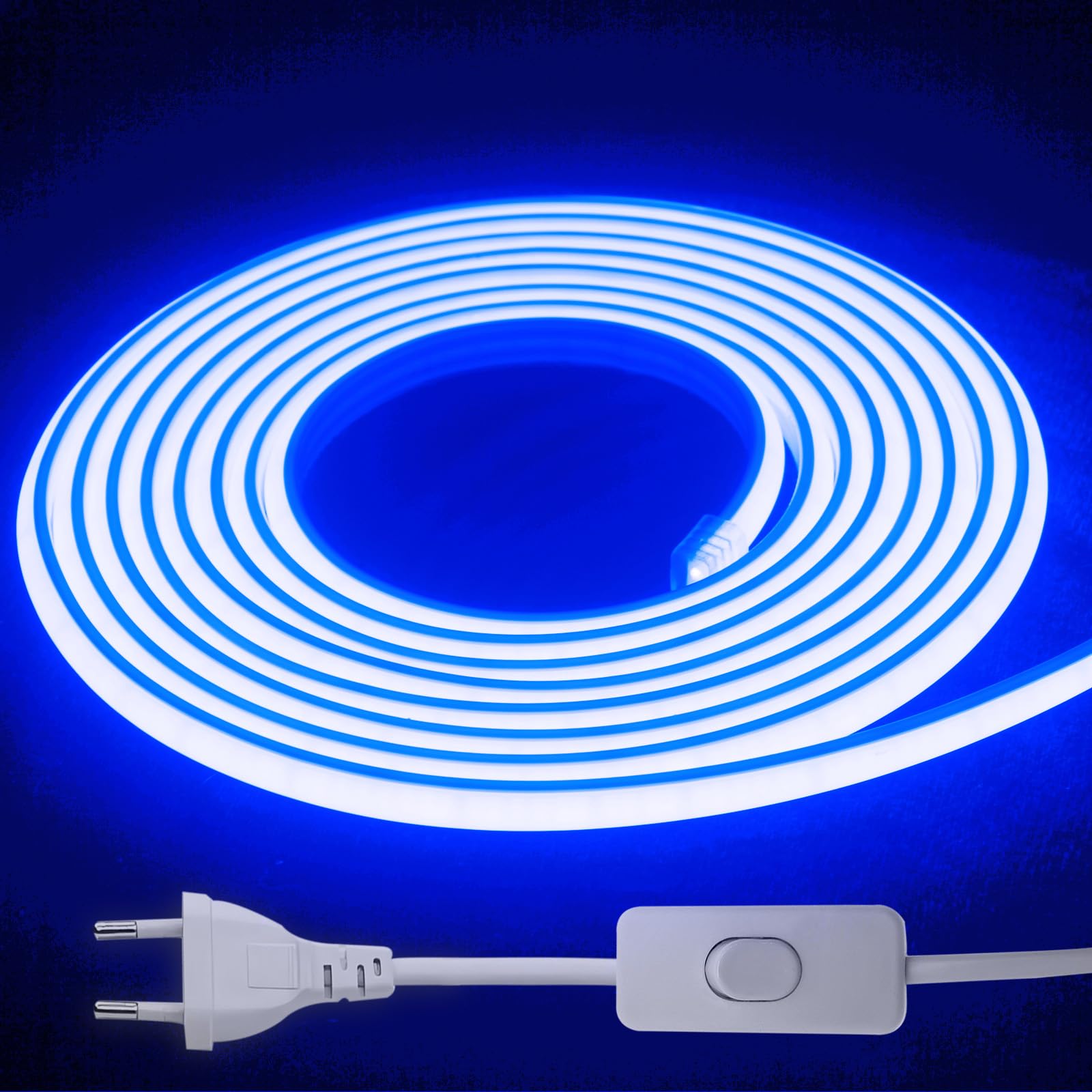 STHomedeco Tira LED COB - Striscia Adesive 220v Da Interno Esterno Impermeabile, Alta LuminositÃ Striscia IP65, Strip LED per Commerciale, Camera da letto (Blu, 5M)