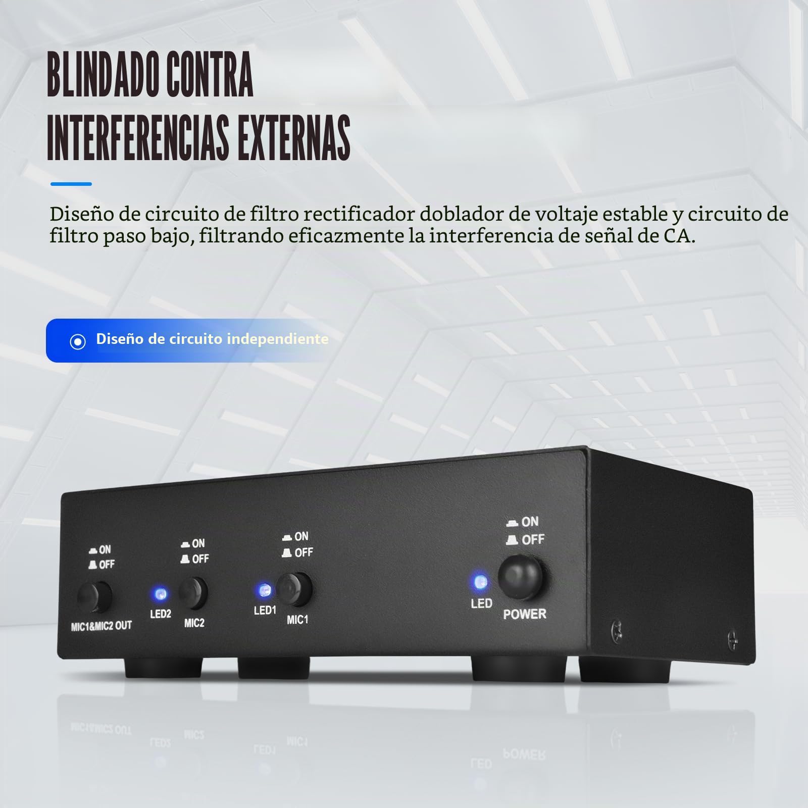 MC2 - Fuente de alimentación Phantom 2 canales 48 V cable de audio 3,5 mm para interfaz de audio micrófono condensador equipo grabación música
