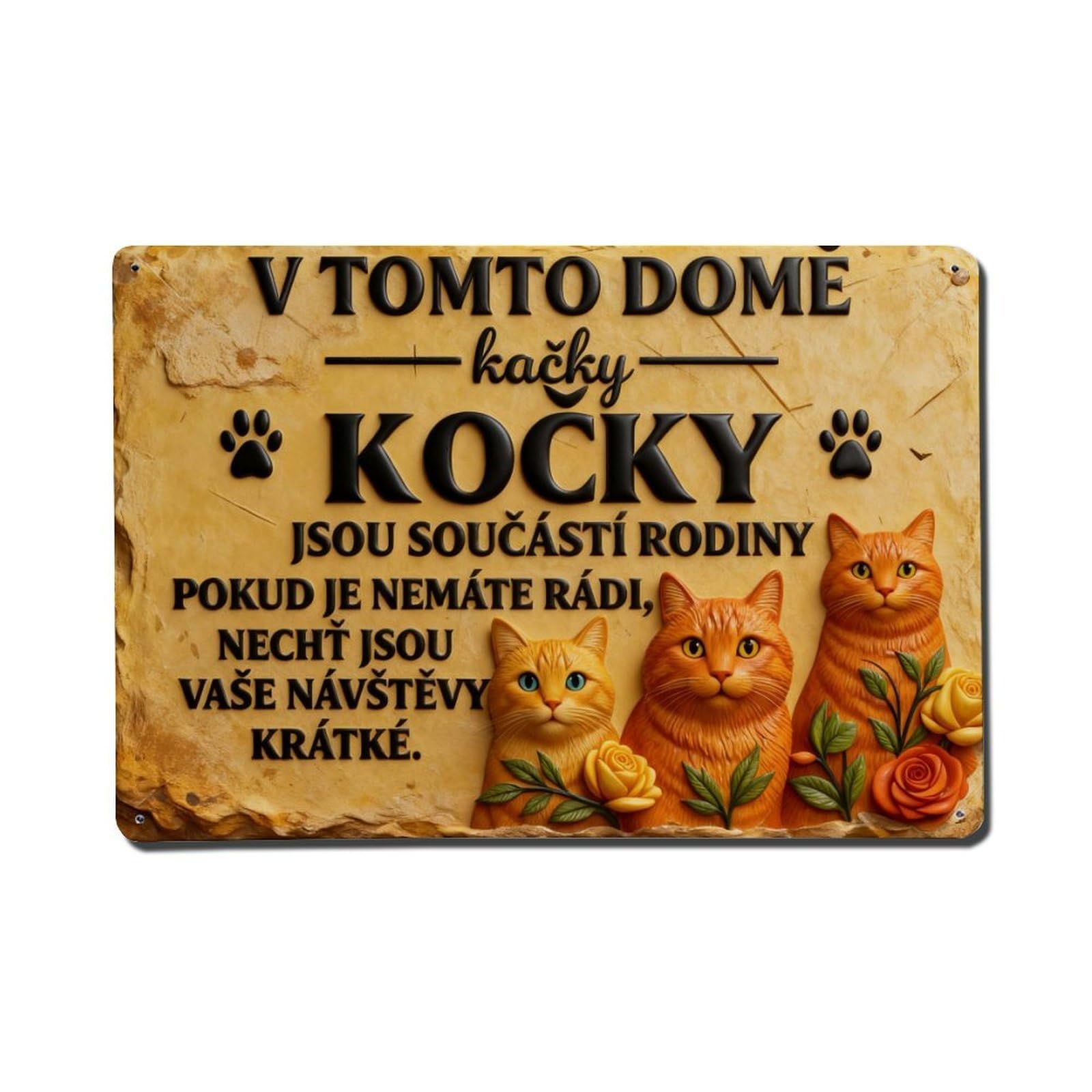 Cats Family Warning Sign Art Metal Tin Sign Plaque