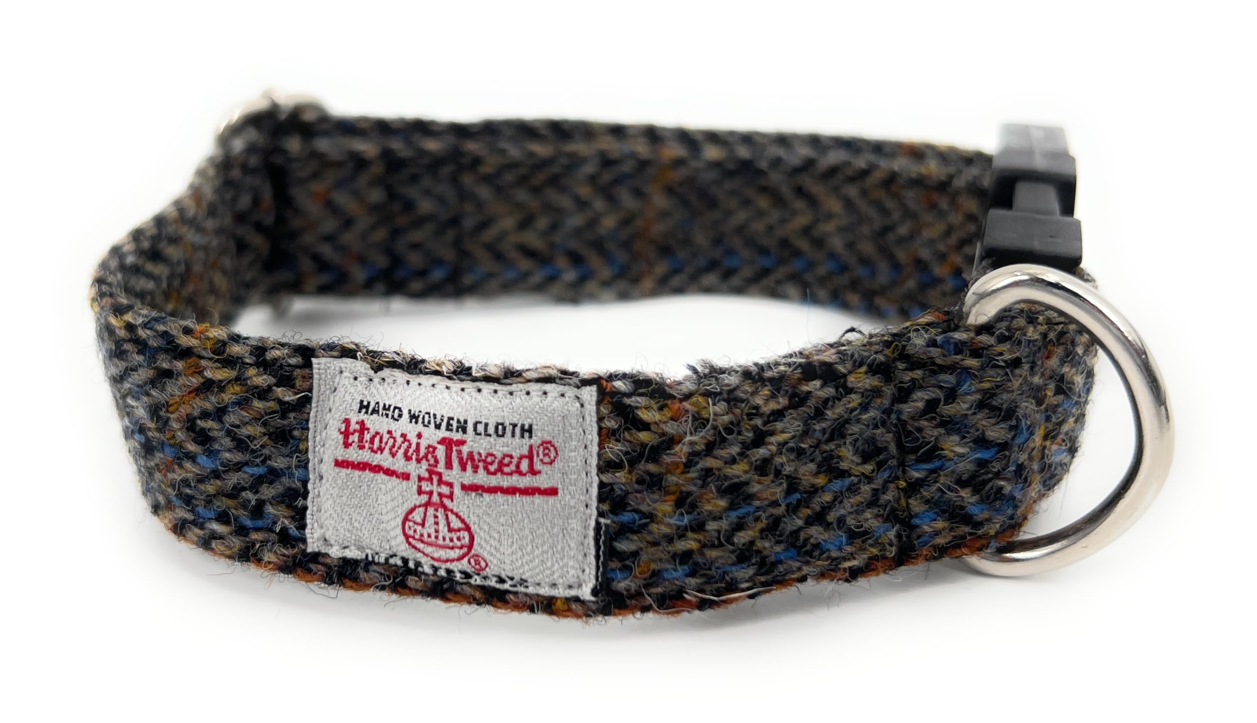Harris Tweed Dog Collar (Green Herringbone Rust Overcheck, S) — image 1