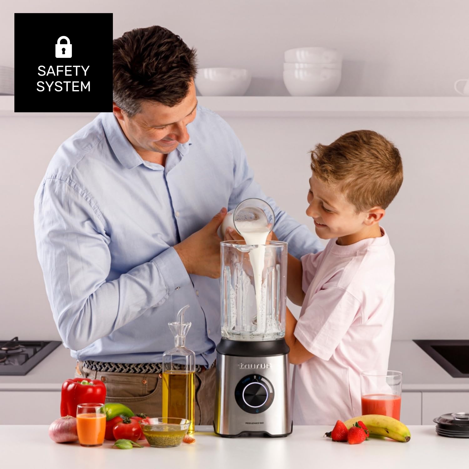 Taurus - Batidora de Vaso 1800W, 1,8L, Pica Hielo, 6 Cuchillas Inox