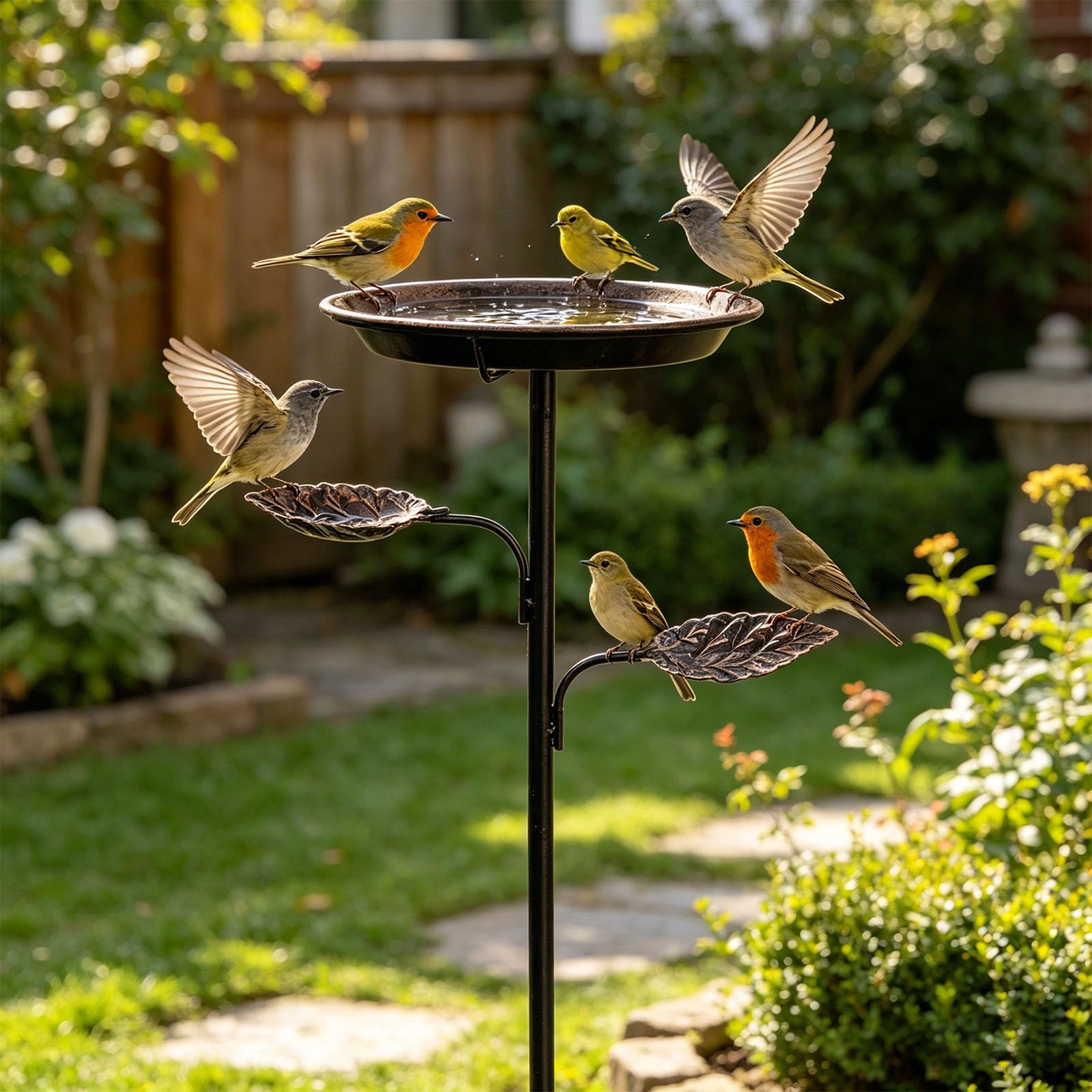 Set mangiatoie per Bagnetto per Uccelli da Esterno ispirate alla, realizzate in Robusto Ferro per Cortile, mangiatoia per Uccelli da Esterno da 93 cm
