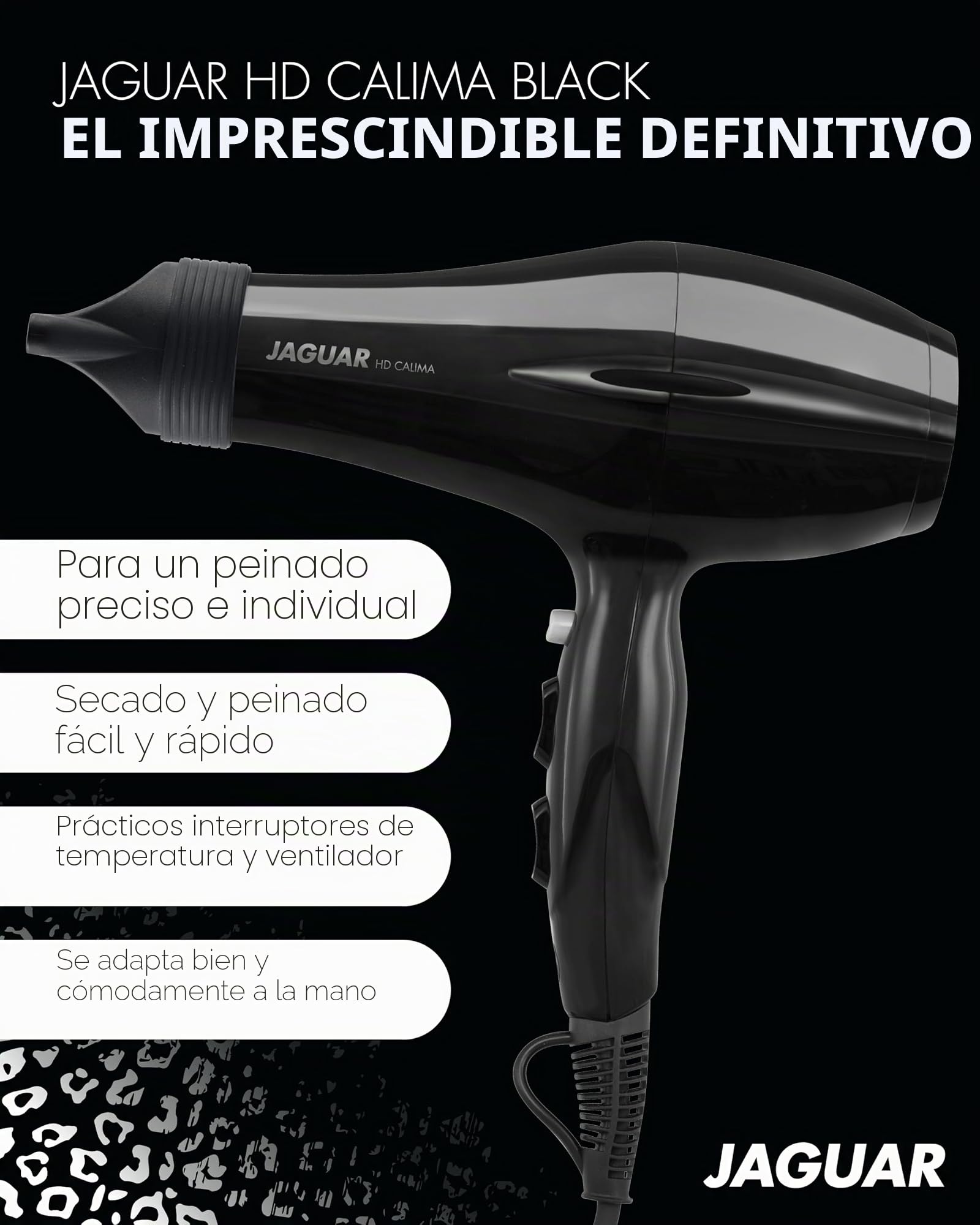 Jaguar HD Calima - Secador de pelo, Color negro