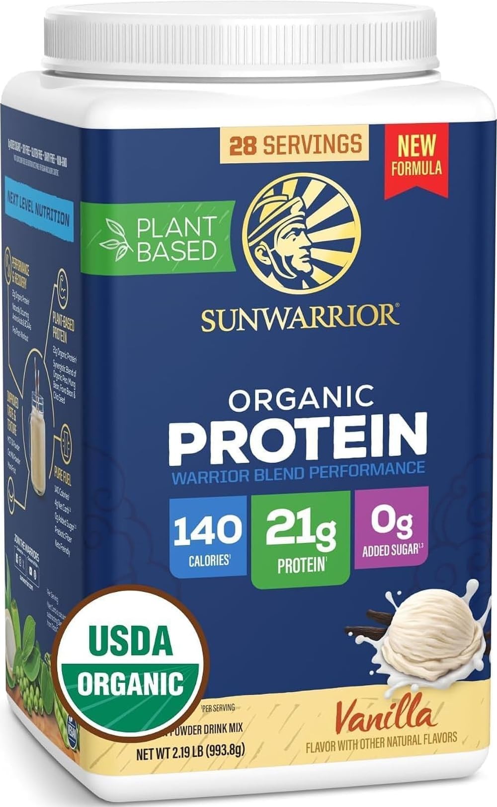Sunwarrior Warrior Blend Organic Vegan Plant Protein Powder (17 Servings (Pack of 1), Vanilla) — Amazon image 10