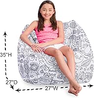 Vista 42 de Posh Creations Puf estructurado cómodo para jugar, leer y ver la televisión, Malibu Lounge, tela de lona para colorear, criaturas