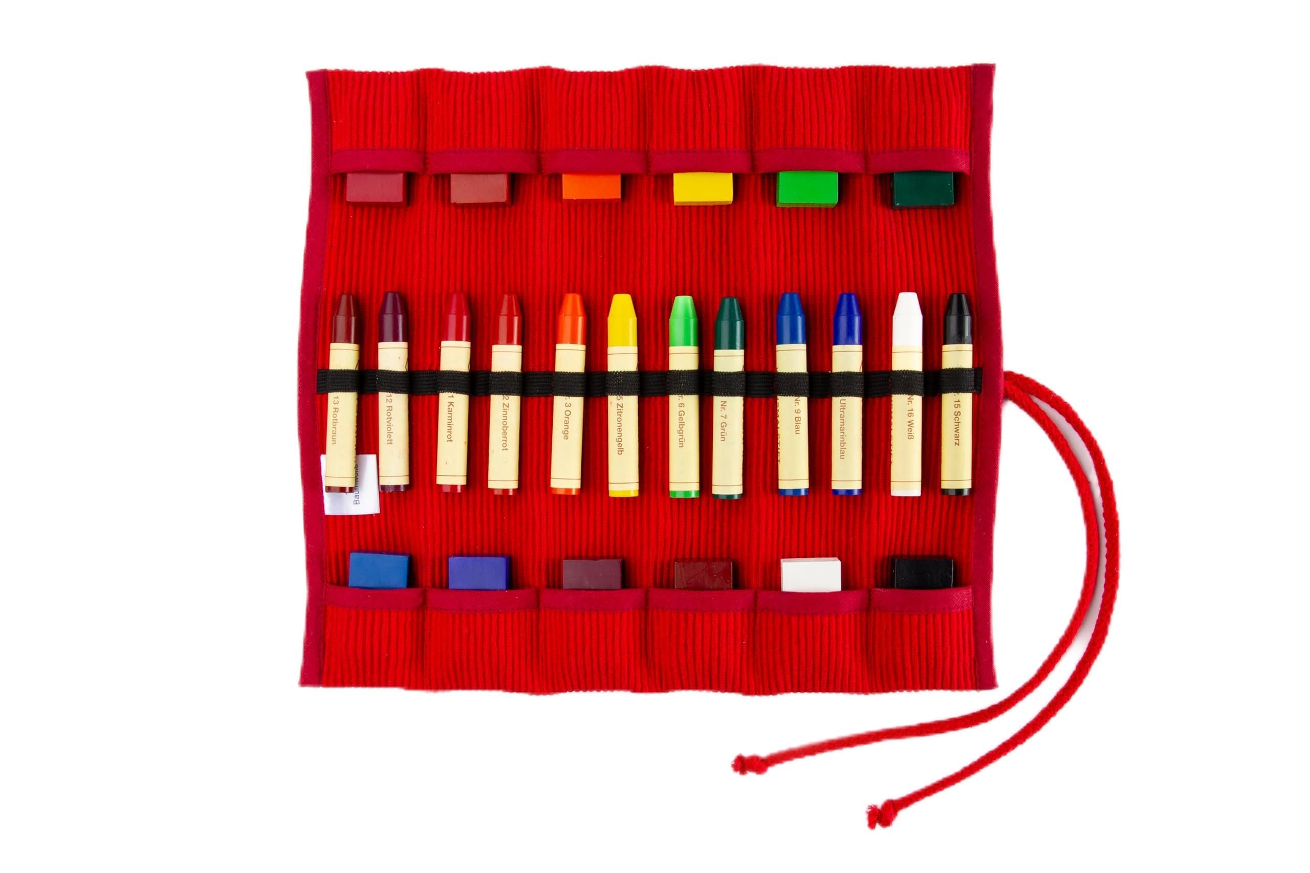 Estuche Waldorf de cera para Stockmar (rojo 12 bucles rellenos)