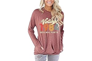 Womens 50th Birthday Tshirts Funny Vintage 1973 Birthday Gift Sweatshirt Pullover Casual Blouses