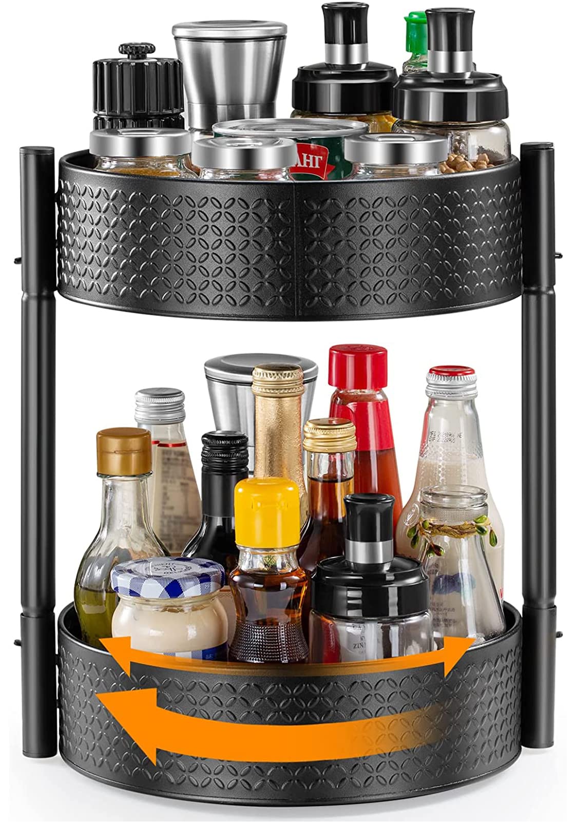 Lazy Susan Turntable Organizer for Cabinet,360 Degree Rotating Kitchen Spice Storage Organizer for Cabinet, Pantry, Fridge, Refrigerator Bathroom Countertops Shelf (2 tier)