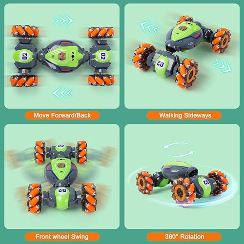Miniatura 5 de Auto de acrobacias RC con detección de gestos para niños de 6 a 12 años, autos de control remoto 4WD con luces y música, el mejor regalo de