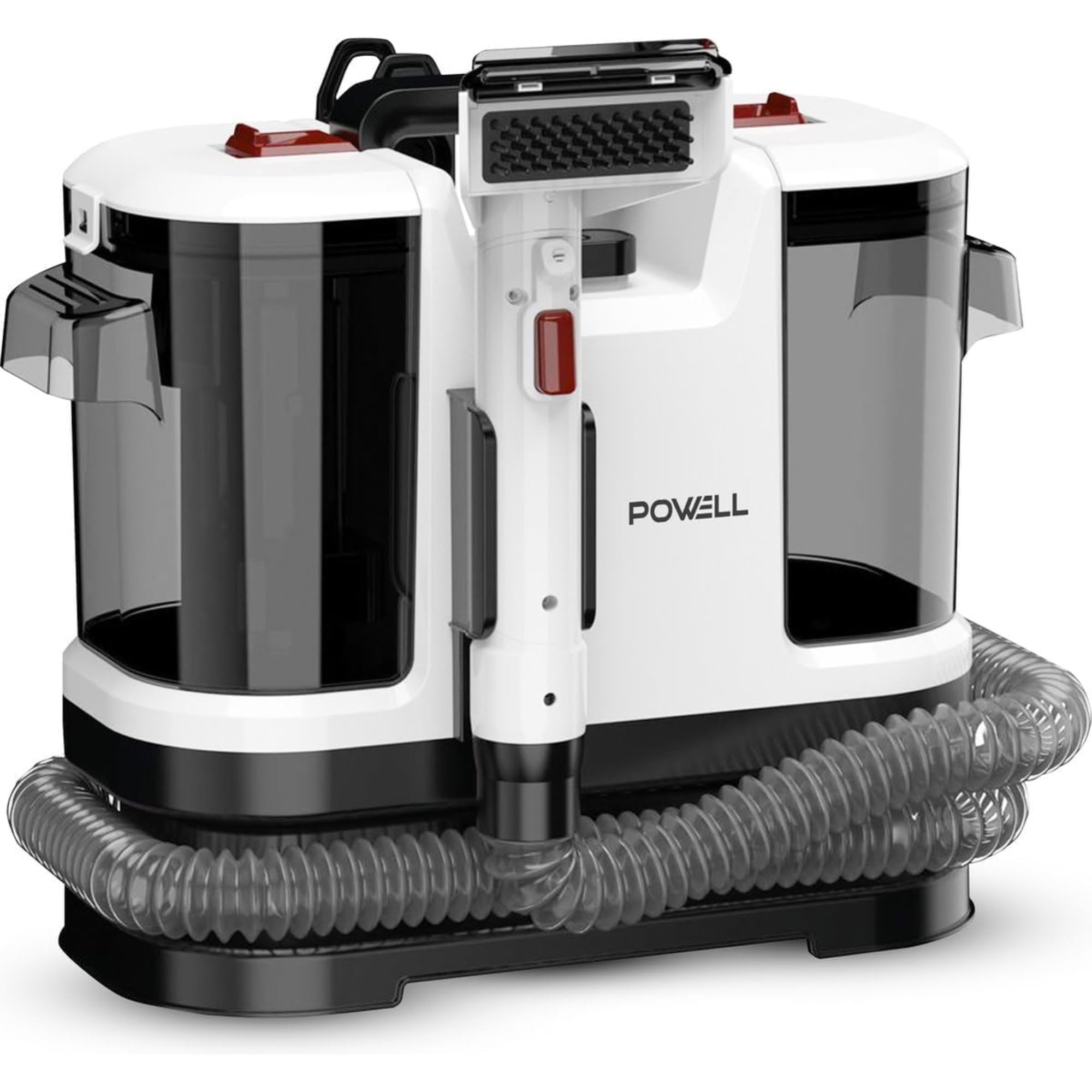 Powell Limpiadoras de alfombras portátiles – 450 W para tapicerías y eliminación de manchas | Limpiador de tejidos de mano para sofás, sillones, alfombras, asientos de coche y colchones (blanco)