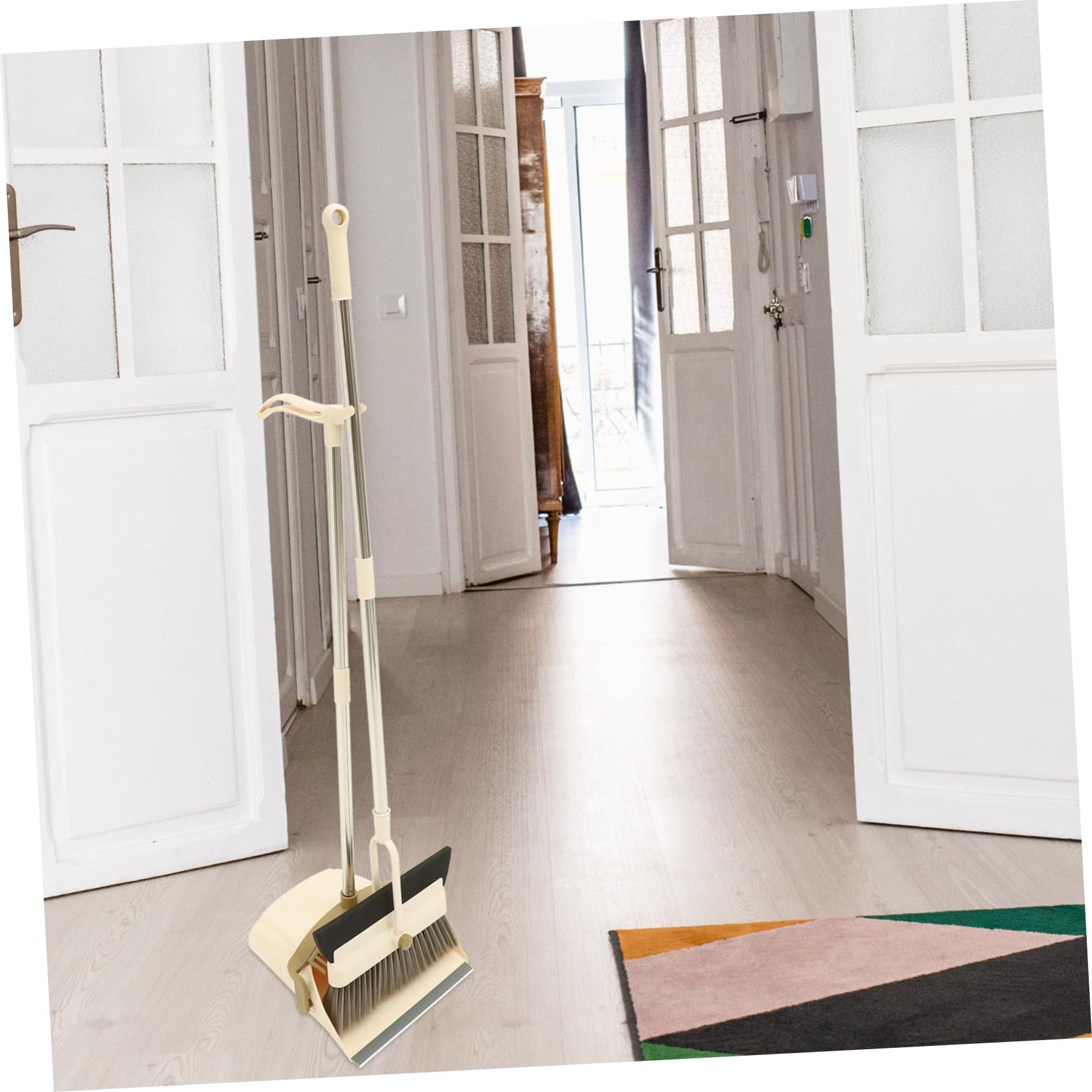 Mini Trapeador Escoba de Mango Largo y Recogedor de Plástico para Limpieza del Hogar, Herramienta de Limpieza Fácil de Usar Adecuado para Suelos y Baño