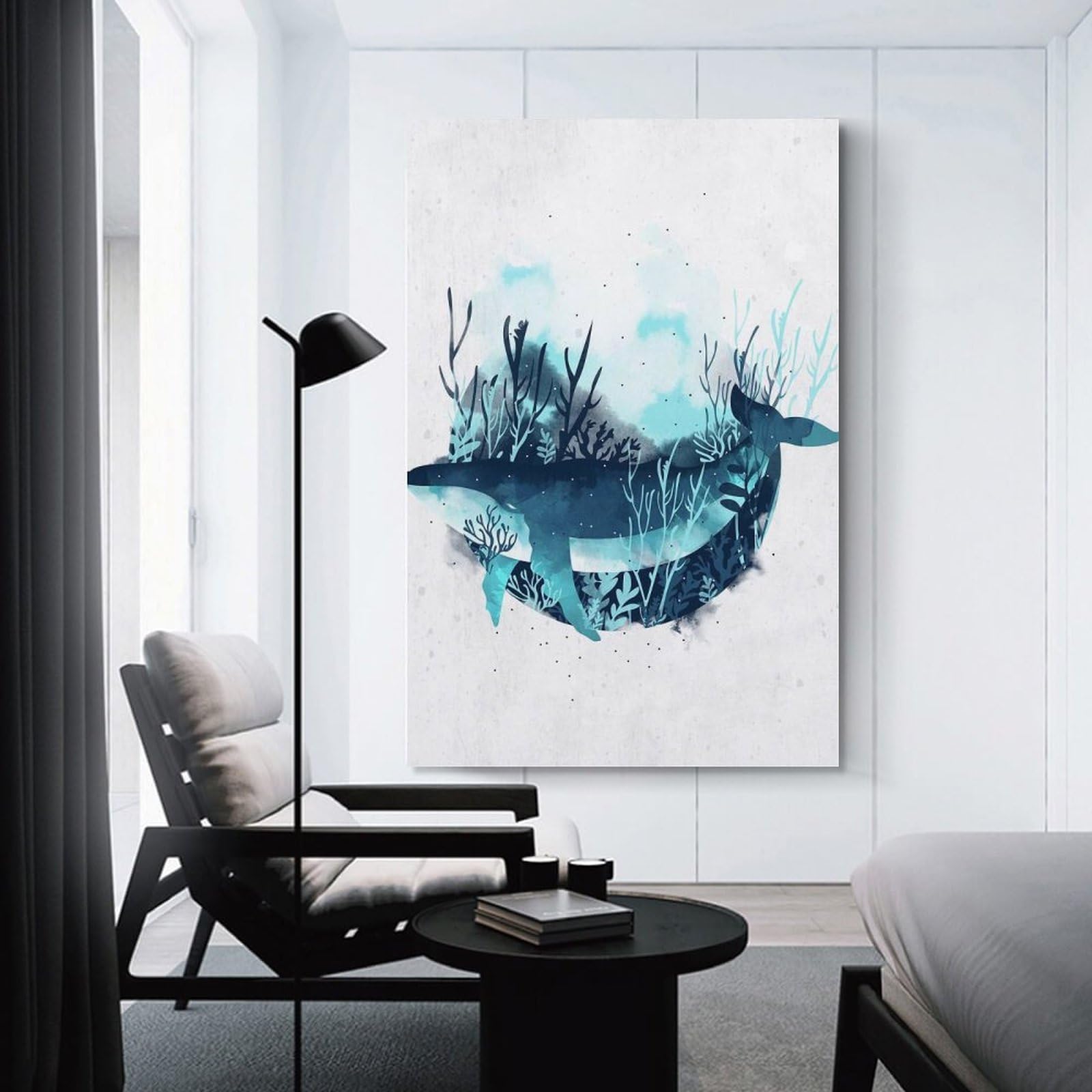 Junmoney Canvas Wall Decor Free Whale, 24x36inch(60x90cm), for Restful Interiors, Bedrooms Or Small Rooms, Canvas Wall Decor for Personal Spaces