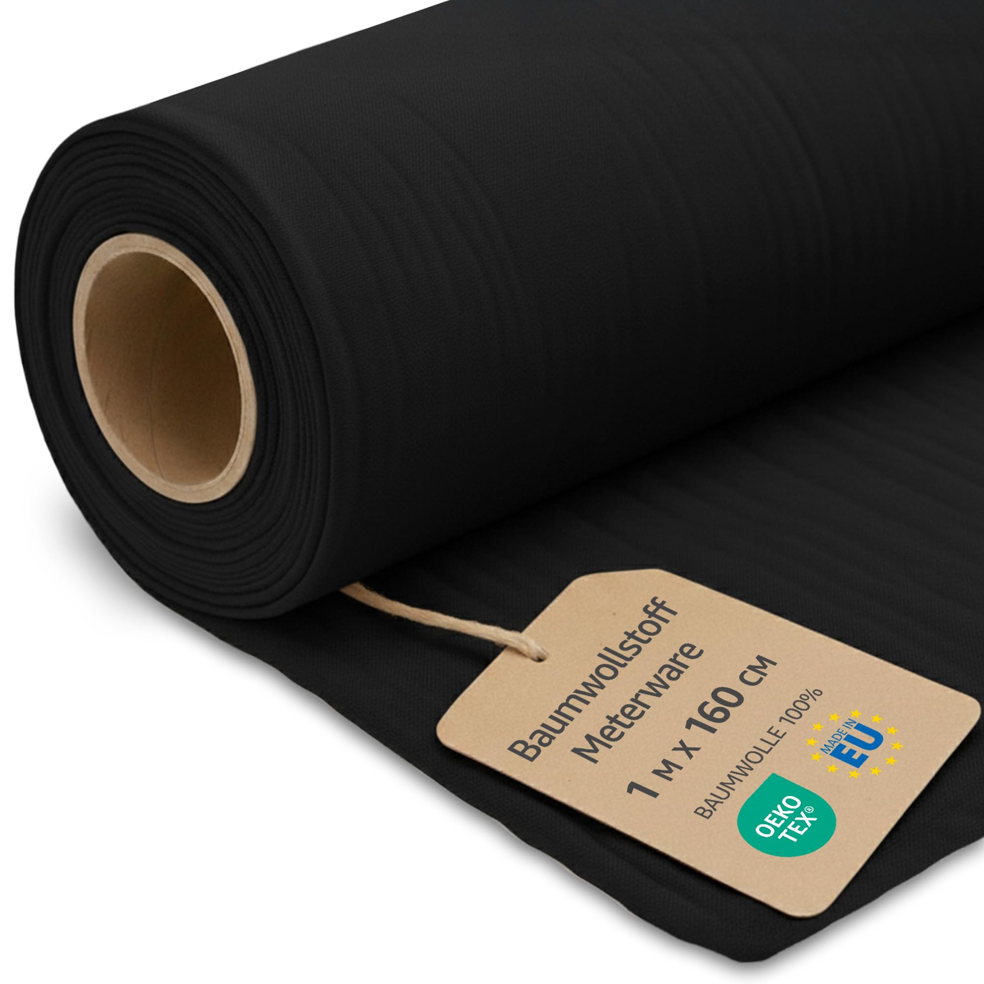 Tessuto al metro cotone 1M x 160 cm - Tessuti e stoffe per cucito creativo decorazione e fai da te Stoffa ideali per abbigliamento arredamento Oeko-Tex 2. Nero