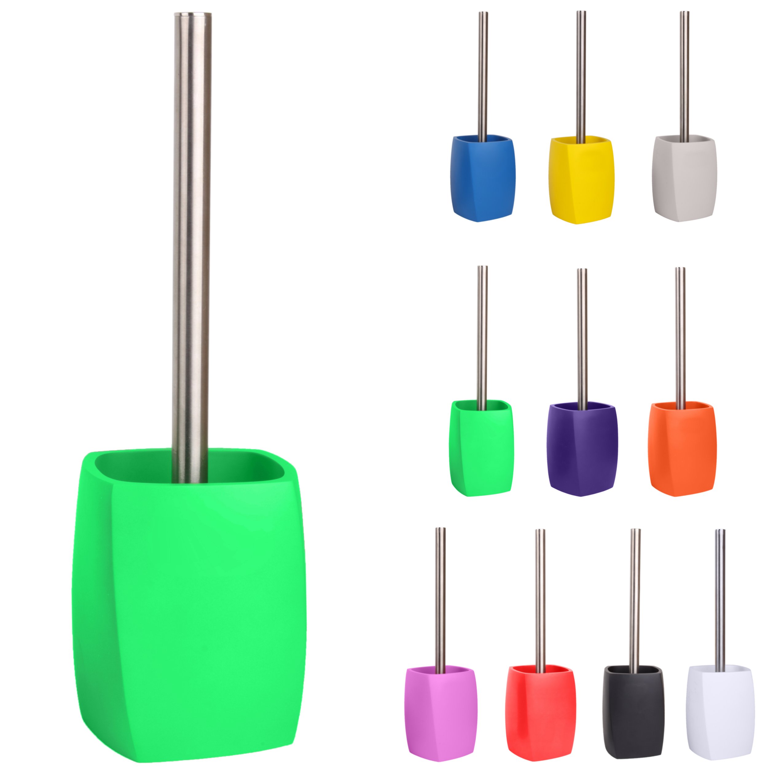 Sanilo Toilet Brush and Holder, Wide Choice of Beautiful Toilet Brush and Holder, Stainless Steel Handle, With Exchangeable Brush Head (Wave Green)