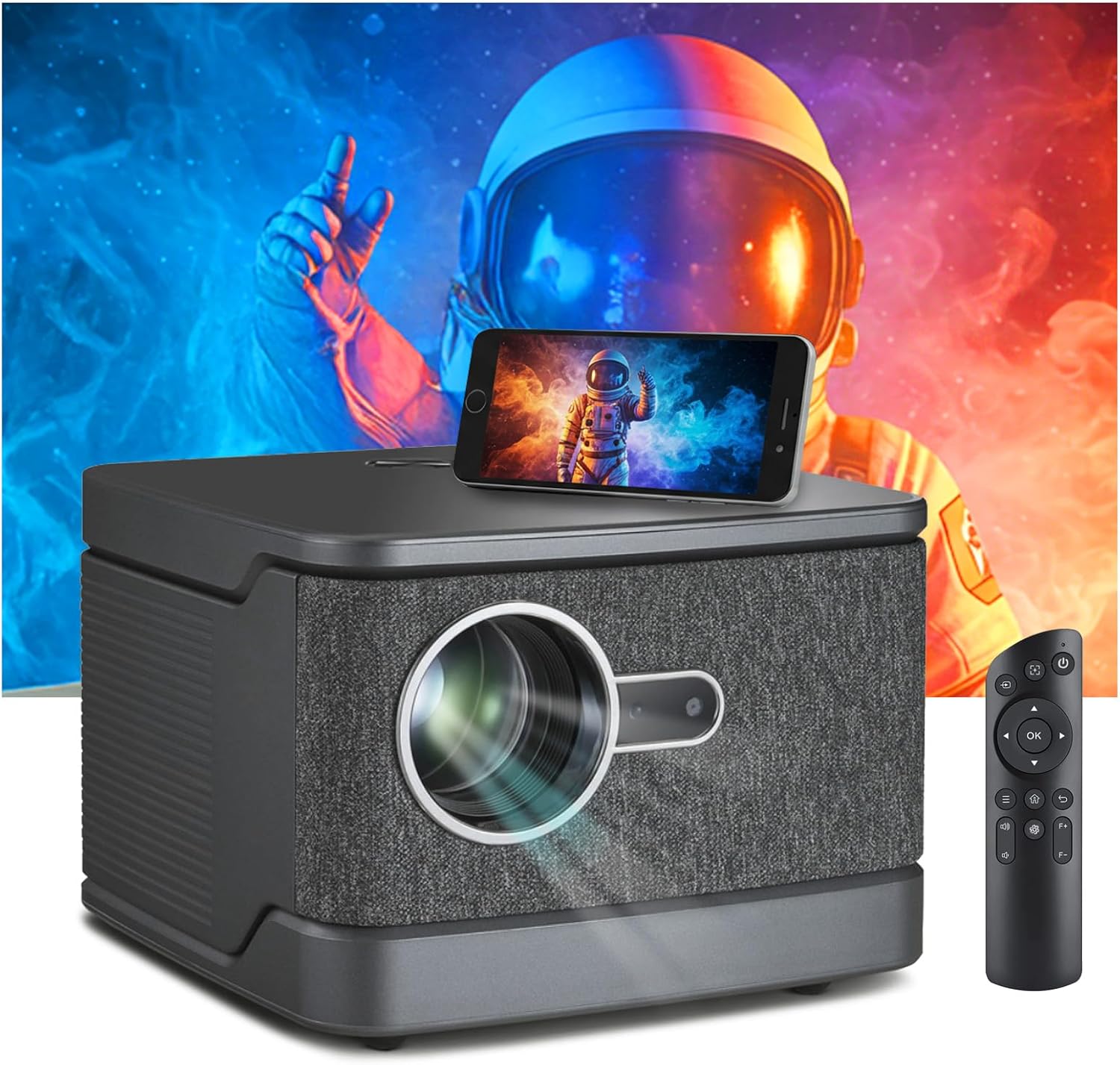 Projector with WiFi and Bluetooth Auto Focus 4K 1080P HDR10, 2000 ANSI Smart Movie Projector Home Theater for Bedroom 45-200" Display Compatible with HDMI/USB/iOS/Android/Windows