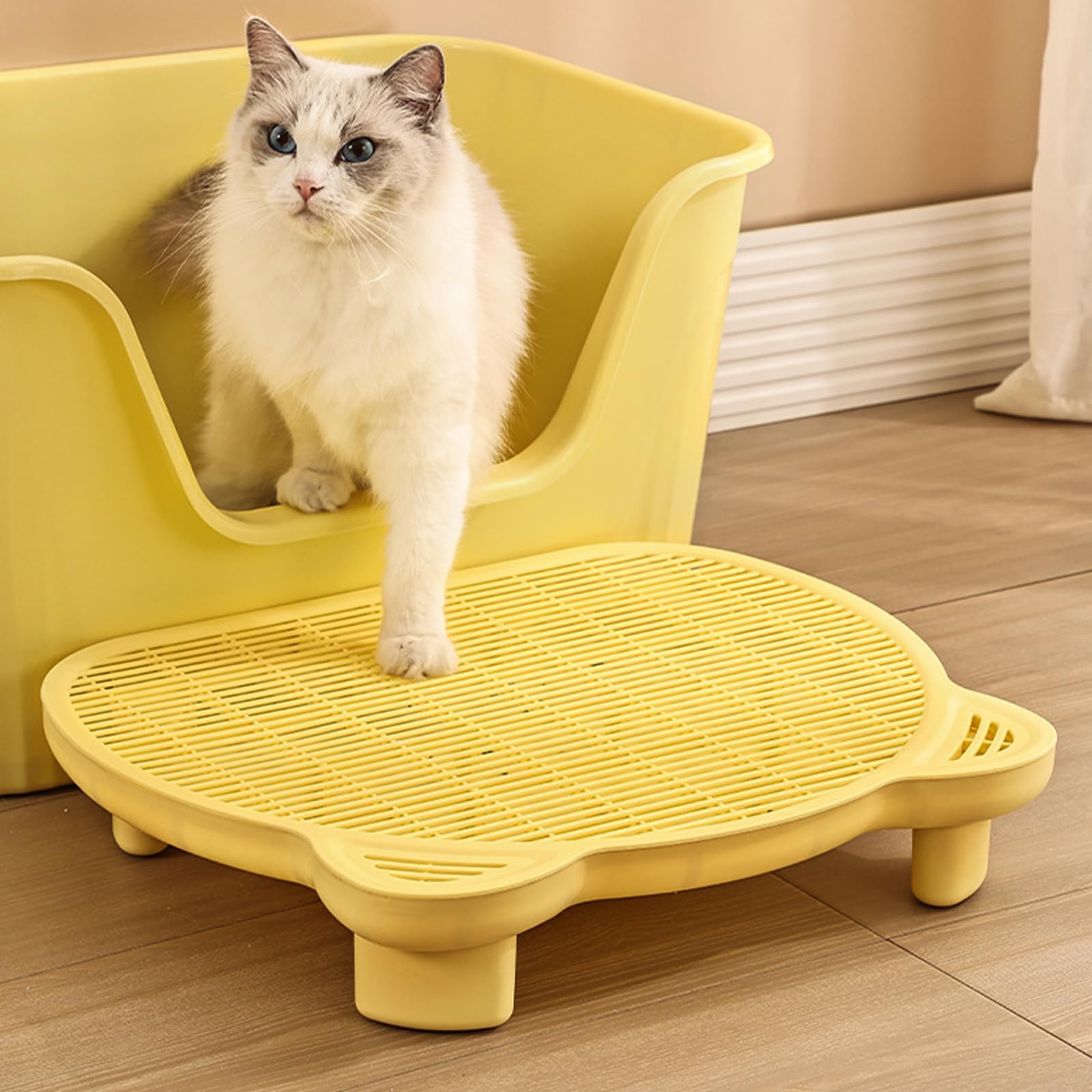 SpaceTime Cat Litter Mat Litter Trapping Mat,20.08"x15.94"x3.54"Large Dual-Layer Cat Litter Box Mat for Kitty,Floor Protection,Waterproof Urineproof(Yellow)