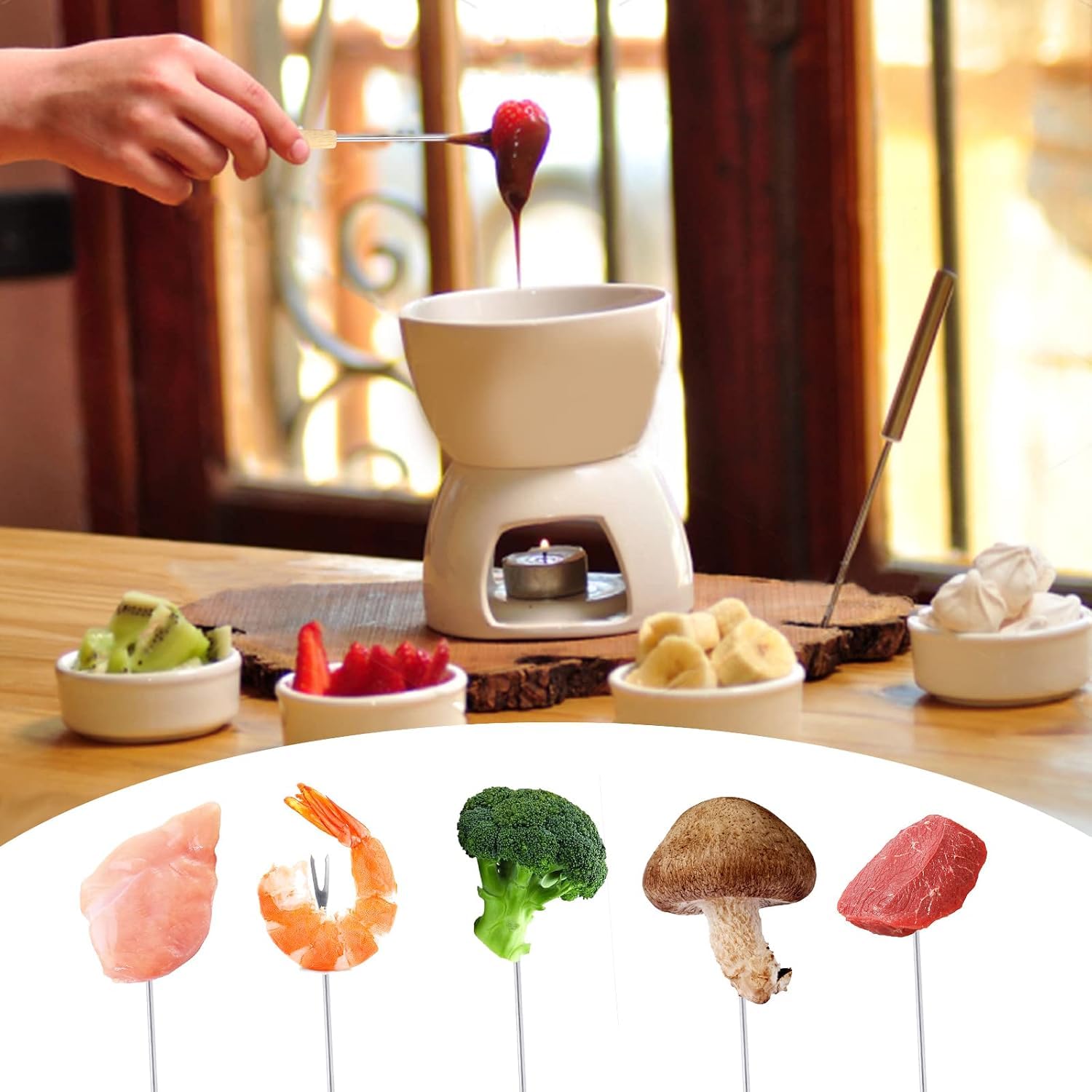 24 Pcs 9.6 Stainless Steel Fondue Forks,12 Wood &12 Stainless Steel Handles — Amazon image 6