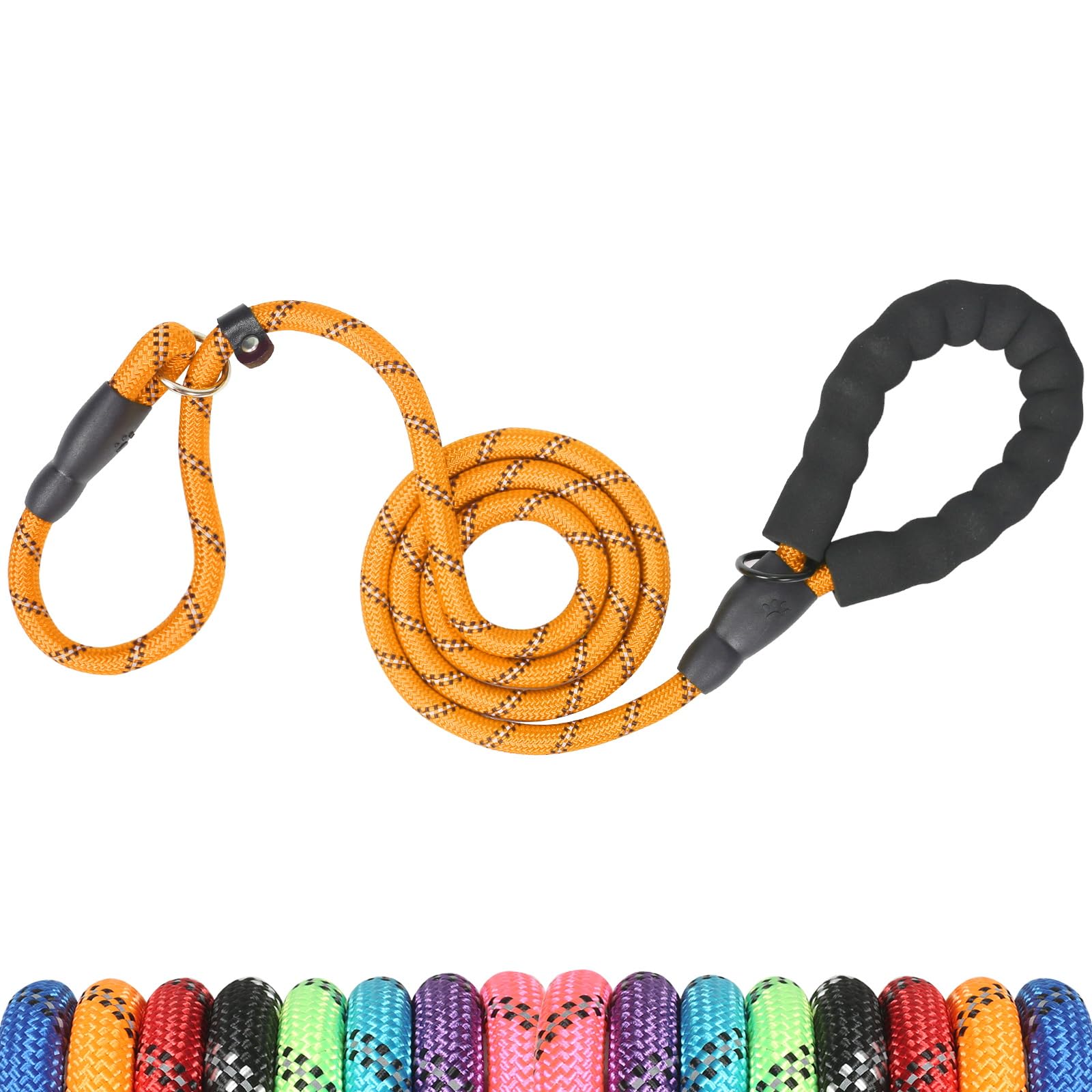 Slip Lead 6 FT for Small and Medium Dogs,Puppy Dog Training Leash Heavy Duty,No Pull Reflective Nylon Dog Leash,Rope Training Leash for Dogs That Pull,Orange